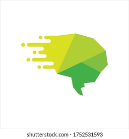 Colorful Fast Vector  Brain Logo. Creative concept design template