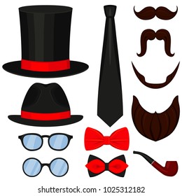 Colorful father day element set. Hipster vector illustration for gift card certificate banner sticker badge stamp logo, label.
