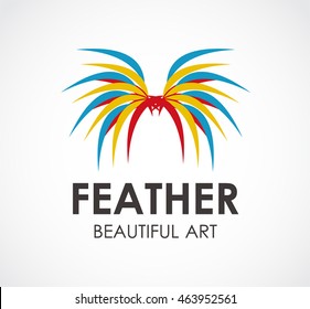 Colorful feather of beautiful wing logo design vector template and abstract freedom business symbol of company identity Logotype concept icon.