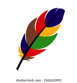 Colorful feather digital design, clip art. Isolated on transparent background.