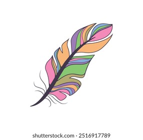 Colorful feather illustration, vector design for fashion