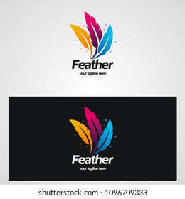 Colorful Feather Logo Designs Template
