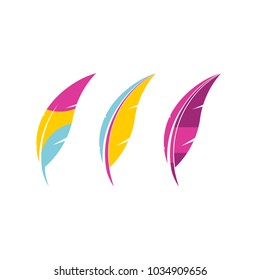 Colorful Feather Logo Set