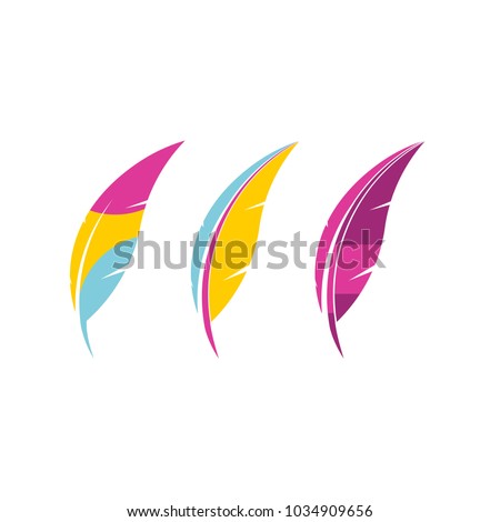 Colorful Feather Logo Set