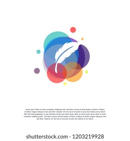 Colorful Feather logo vector, Writer logo designs template, design concept, logo, logotype element for template