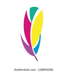 Colorful Feather on white background