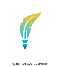 Colorful Feather Pen Logo Symbolizing Creativity and Writing