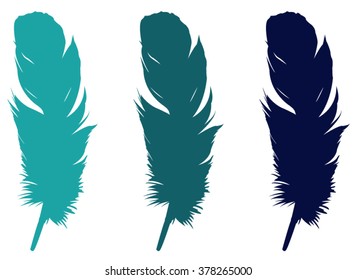 Colorful Feather, silhouette vector illustration