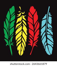 Colorful Feather Silhouettes Vector Set


