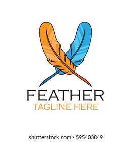 Colorful feather symbol logo
