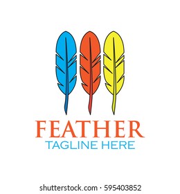 Colorful feather symbol logo
