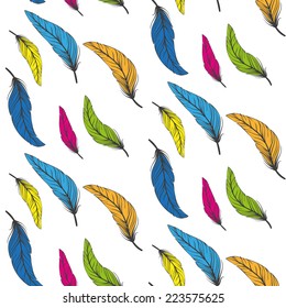 Colorful feathers background