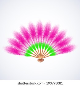 colorful feathers fan isolated on white