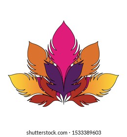 colorful feathers icon over white background, vector illustration