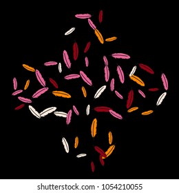 Colorful feathers. Prints of Colored feathers Design for Goods for Pets. Simple Pattern for Print, Logo or Poster. Vector Confetti Background.
