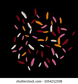 Colorful feathers. Prints of Colored feathers Design for Goods for Pets. Simple Pattern for Print, Logo or Poster. Vector Confetti Background.
