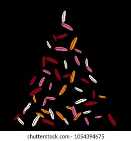 Colorful feathers. Prints of Colored feathers Design for Goods for Pets. Simple Pattern for Print, Logo or Poster. Vector Confetti Background.
