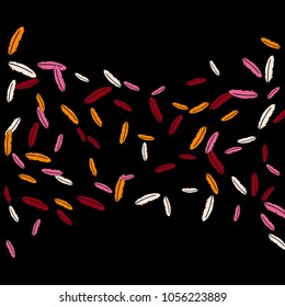 Colorful feathers. Prints of Colored feathers Design for Goods for Pets. Simple Pattern for Print, Logo or Poster. Vector Confetti Background.
