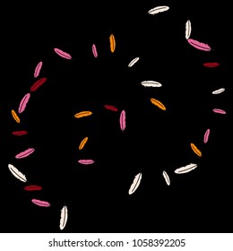 Colorful feathers. Prints of Colored feathers Design for Goods for Pets. Simple Pattern for Print, Logo or Poster. Vector Confetti Background.
