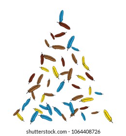 Colorful feathers. Prints of Colored feathers Design for Goods for Pets. Simple Pattern for Print, Logo or Poster. Vector Confetti Background.
