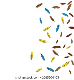 Colorful feathers. Prints of Colored feathers Design for Goods for Pets. Simple Pattern for Print, Logo or Poster. Vector Confetti Background.
