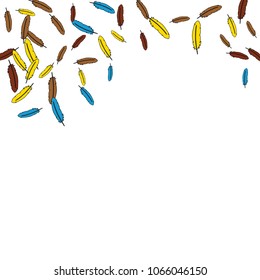 Colorful feathers. Prints of Colored feathers Design for Goods for Pets. Simple Pattern for Print, Logo or Poster. Vector Confetti Background.
