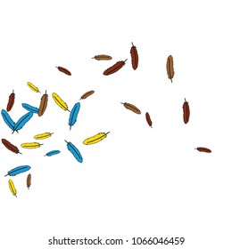 Colorful feathers. Prints of Colored feathers Design for Goods for Pets. Simple Pattern for Print, Logo or Poster. Vector Confetti Background.
