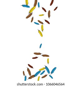 Colorful feathers. Prints of Colored feathers Design for Goods for Pets. Simple Pattern for Print, Logo or Poster. Vector Confetti Background.
