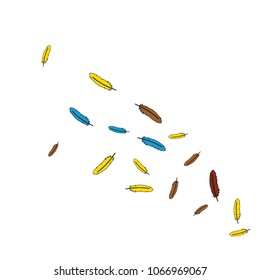 Colorful feathers. Prints of Colored feathers Design for Goods for Pets. Simple Pattern for Print, Logo or Poster. Vector Confetti Background.
