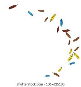 Colorful feathers. Prints of Colored feathers Design for Goods for Pets. Simple Pattern for Print, Logo or Poster. Vector Confetti Background.
