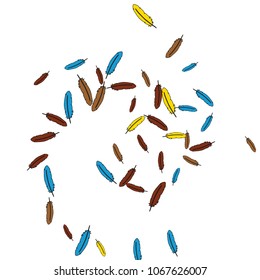 Colorful feathers. Prints of Colored feathers Design for Goods for Pets. Simple Pattern for Print, Logo or Poster. Vector Confetti Background.
