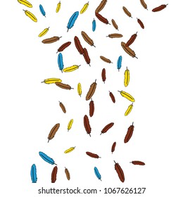 Colorful feathers. Prints of Colored feathers Design for Goods for Pets. Simple Pattern for Print, Logo or Poster. Vector Confetti Background.
