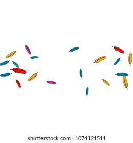 Colorful feathers. Prints of Colored feathers Design for Goods for Pets. Simple Pattern for Print, Logo or Poster. Vector Confetti Background.
