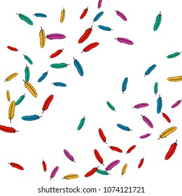 Colorful feathers. Prints of Colored feathers Design for Goods for Pets. Simple Pattern for Print, Logo or Poster. Vector Confetti Background.
