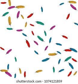 Colorful feathers. Prints of Colored feathers Design for Goods for Pets. Simple Pattern for Print, Logo or Poster. Vector Confetti Background.
