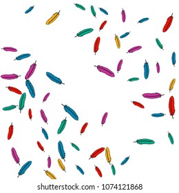 Colorful feathers. Prints of Colored feathers Design for Goods for Pets. Simple Pattern for Print, Logo or Poster. Vector Confetti Background.

