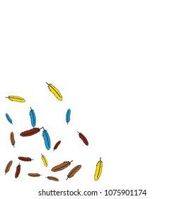Colorful feathers. Prints of Colored feathers Design for Goods for Pets. Simple Pattern for Print, Logo or Poster. Vector Confetti Background.
