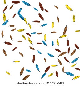 Colorful feathers. Prints of Colored feathers Design for Goods for Pets. Simple Pattern for Print, Logo or Poster. Vector Confetti Background.
