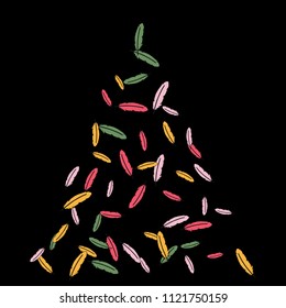 Colorful feathers. Prints of Colored feathers Design for Goods for Pets. Simple Pattern for Print, Logo or Poster. Vector Confetti Background.
