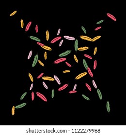 Colorful feathers. Prints of Colored feathers Design for Goods for Pets. Simple Pattern for Print, Logo or Poster. Vector Confetti Background.
