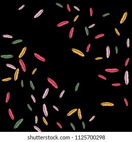 Colorful feathers. Prints of Colored feathers Design for Goods for Pets. Simple Pattern for Print, Logo or Poster. Vector Confetti Background.
