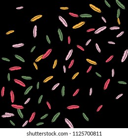 Colorful feathers. Prints of Colored feathers Design for Goods for Pets. Simple Pattern for Print, Logo or Poster. Vector Confetti Background.
