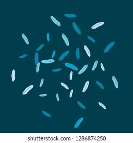 Colorful feathers. Prints of Colored feathers Design for Goods for Pets. Simple Pattern for Print, Logo or Poster. Vector Confetti Background.
