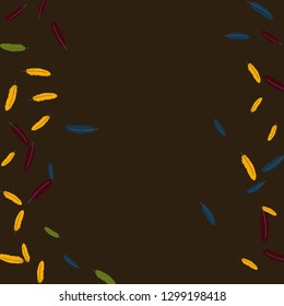 Colorful feathers. Prints of Colored feathers Design for Goods for Pets. Simple Pattern for Print, Logo or Poster. Vector Confetti Background.
