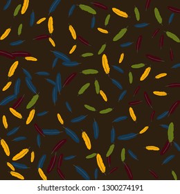 Colorful feathers. Prints of Colored feathers Design for Goods for Pets. Simple Pattern for Print, Logo or Poster. Vector Confetti Background.
