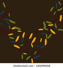 Colorful feathers. Prints of Colored feathers Design for Goods for Pets. Simple Pattern for Print, Logo or Poster. Vector Confetti Background.
