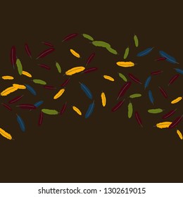 Colorful feathers. Prints of Colored feathers Design for Goods for Pets. Simple Pattern for Print, Logo or Poster. Vector Confetti Background.
