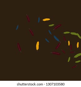 Colorful feathers. Prints of Colored feathers Design for Goods for Pets. Simple Pattern for Print, Logo or Poster. Vector Confetti Background.
