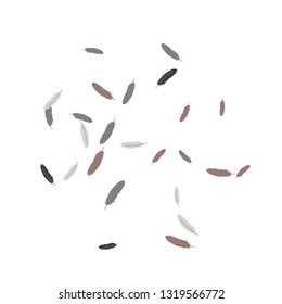 Colorful feathers. Prints of Colored feathers Design for Goods for Pets. Simple Pattern for Print, Logo or Poster. Vector Confetti Background.