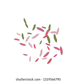 Colorful feathers. Prints of Colored feathers Design for Goods for Pets. Simple Pattern for Print, Logo or Poster. Vector Confetti Background.
